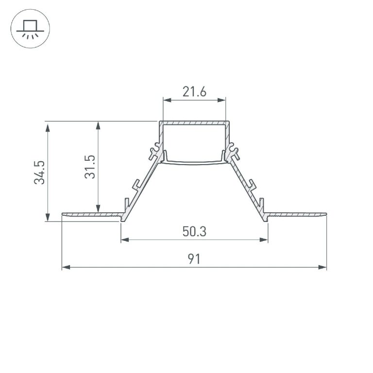 Алюминиевый профиль Arlight COMFORT21-V-FANTOM-2000 WHITE 052543