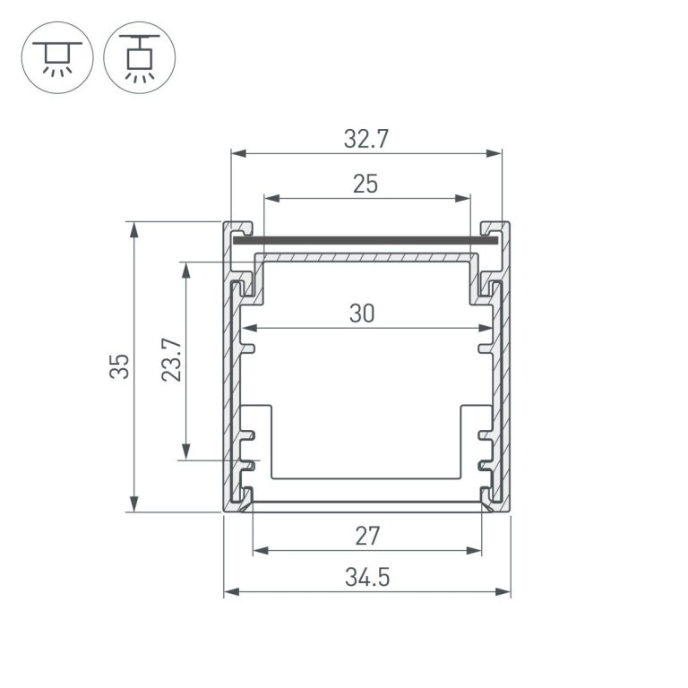 Профиль Arlight LINE-3535-BENT-SIDE-2000 ANOD 055738