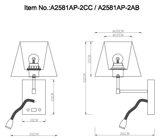 Бра Arte Lamp ELBA A2581AP-2CC Бра Arte Lamp ELBA A2581AP-2CC