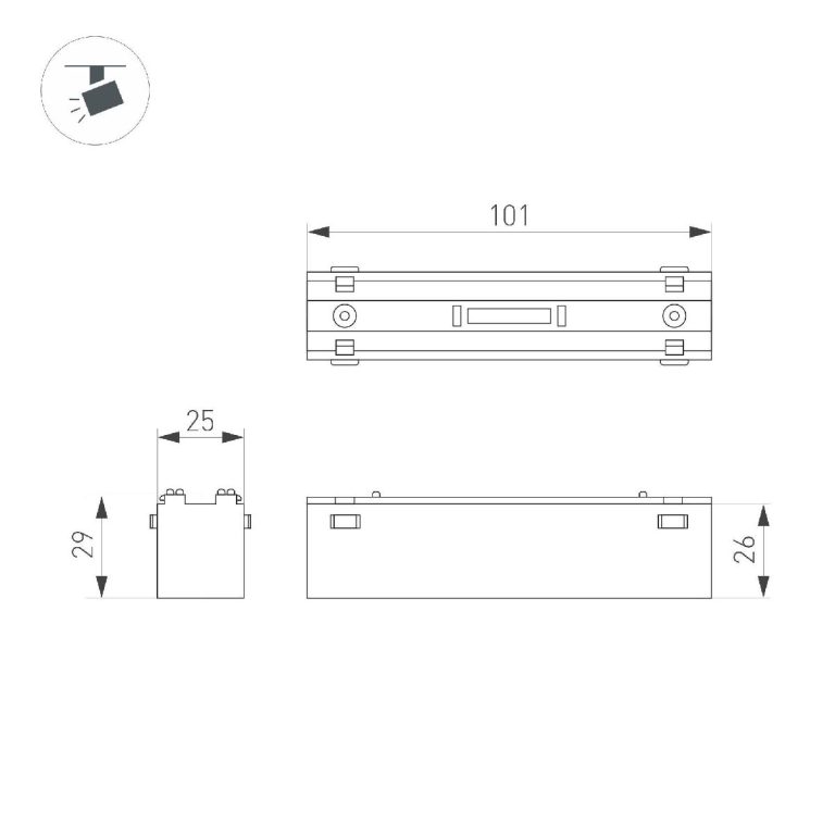 Трековый магнитный светильник Arlight MAG-VIBE-LASER-L101-6W Day4000 (BK, 24 deg, 48V) 044414
