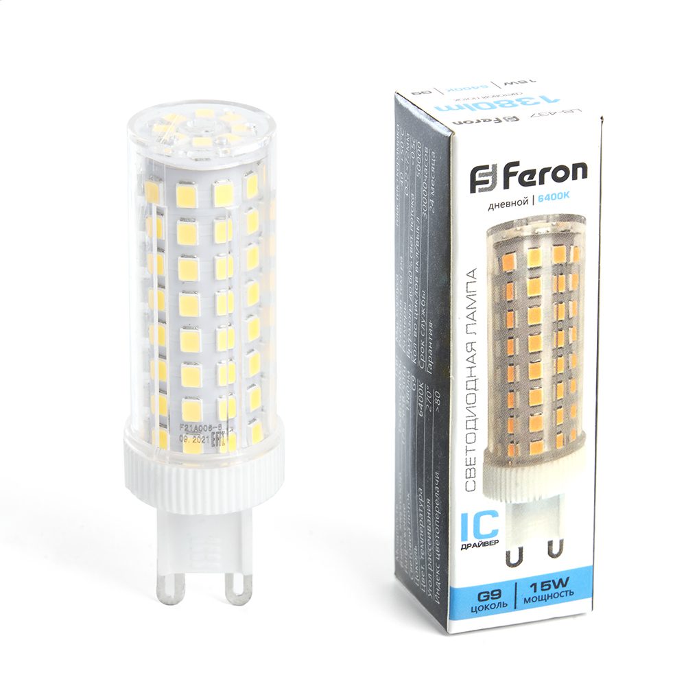 Лампа светодиодная Feron G9 15W 6400K капсульная LB-437 38214 Лампа светодиодная Feron G9 15W 6400K капсульная LB-437 38214