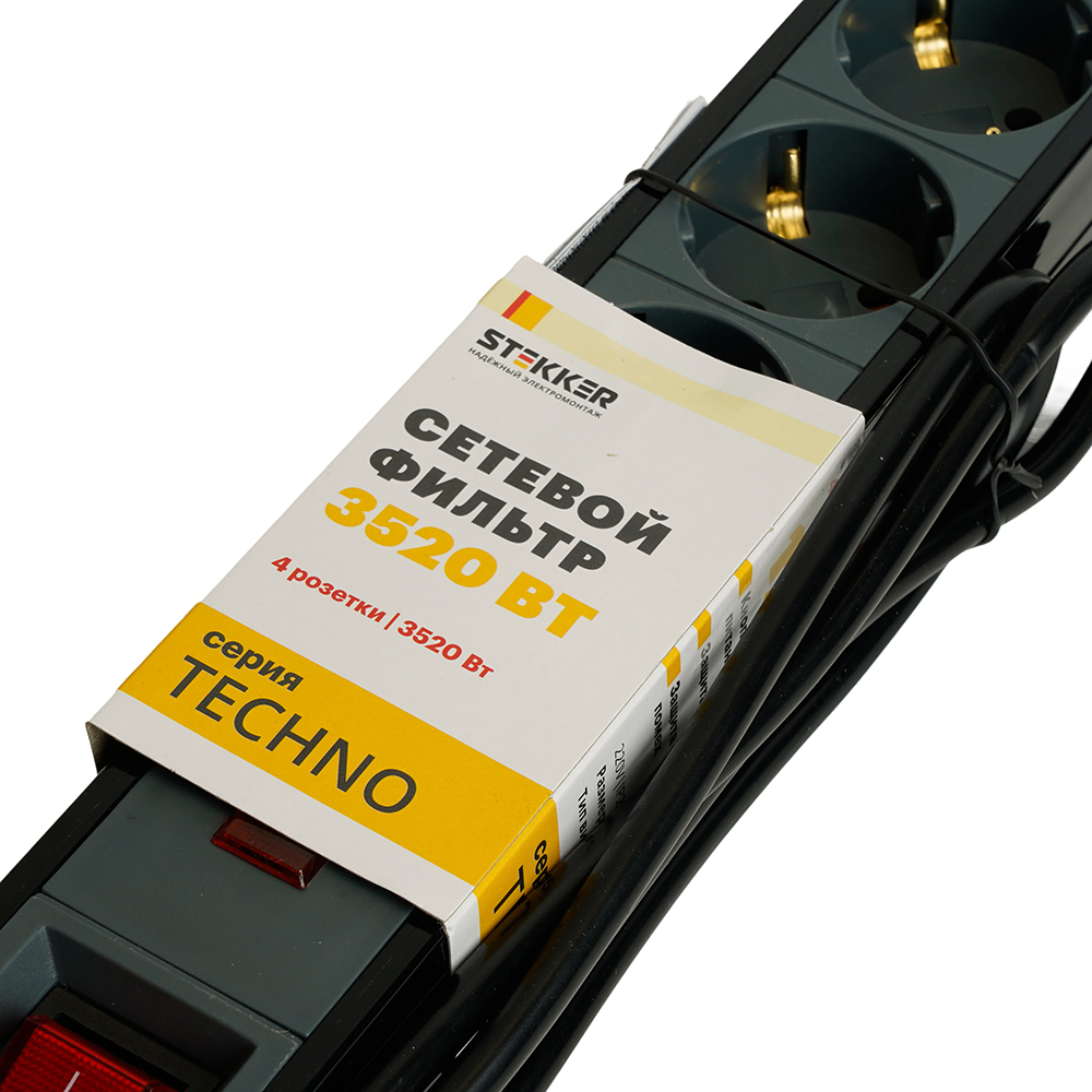 Сетевой фильтр 3-местный с/з Stekker Techno HM22-31-03 50154 Сетевой фильтр 3-местный с/з Stekker Techno HM22-31-03 50154