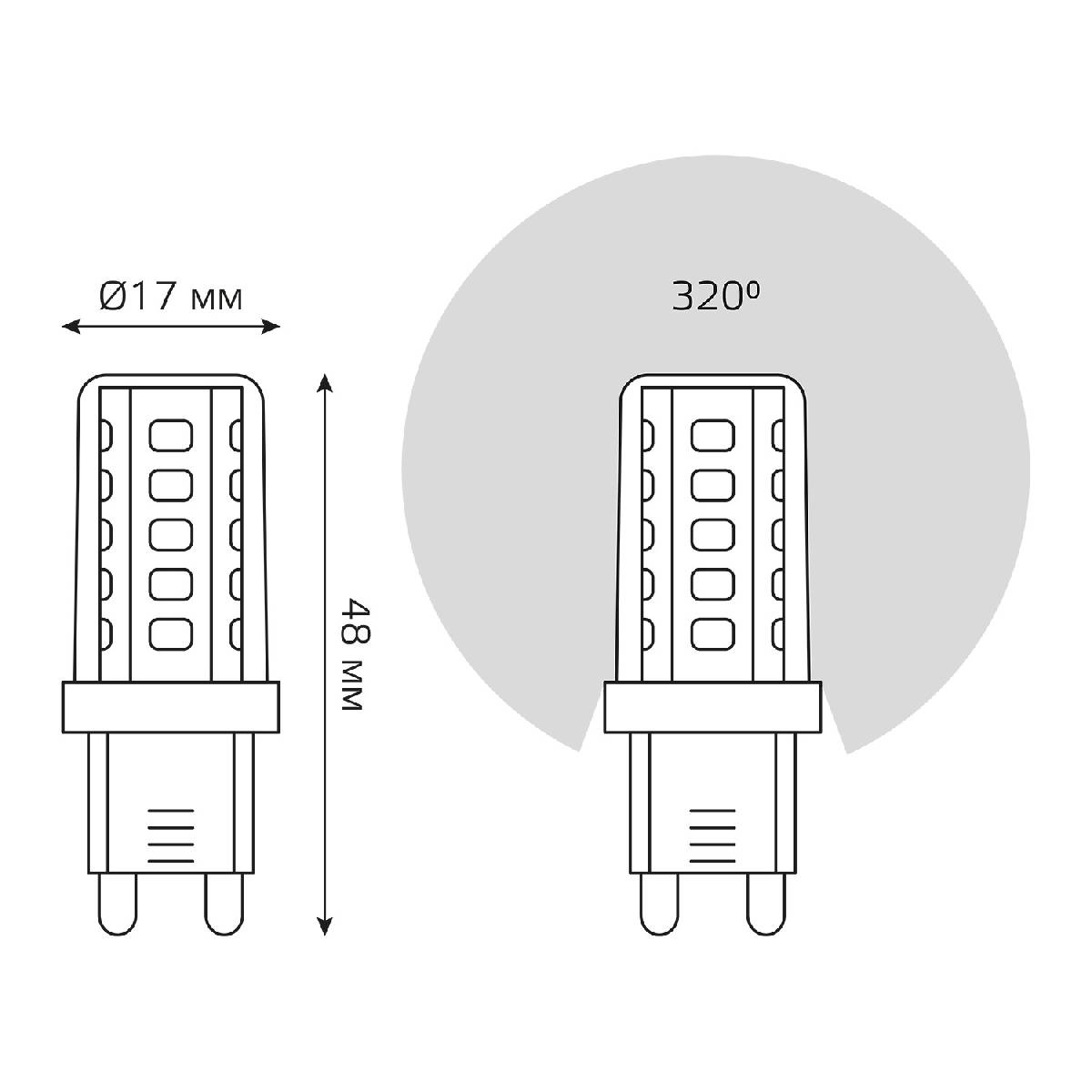 Лампа светодиодная Gauss G9 3,5W 4100К прозрачная 107009205 Лампа светодиодная Gauss G9 3,5W 4100К прозрачная 107009205