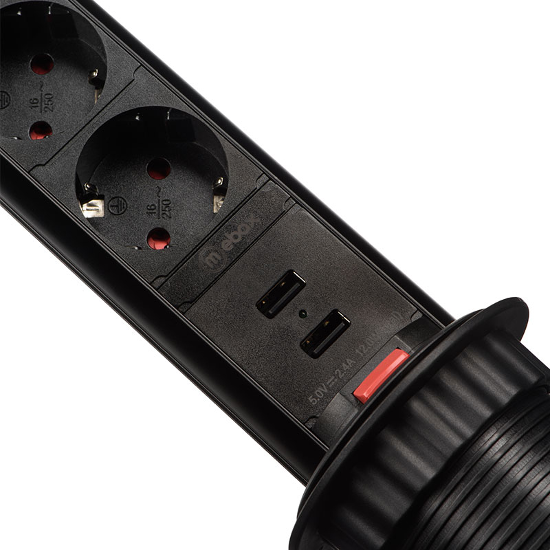 Блок розеток 105S (3 секции и 2 USB) Mebax 00-00000825 Блок розеток 105S (3 секции и 2 USB) Mebax 00-00000825