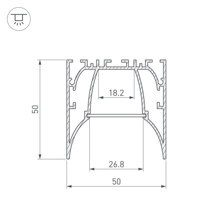 Алюминиевый профиль Arlight ARH-Line-5050-Comfort-2000 Anod 036353