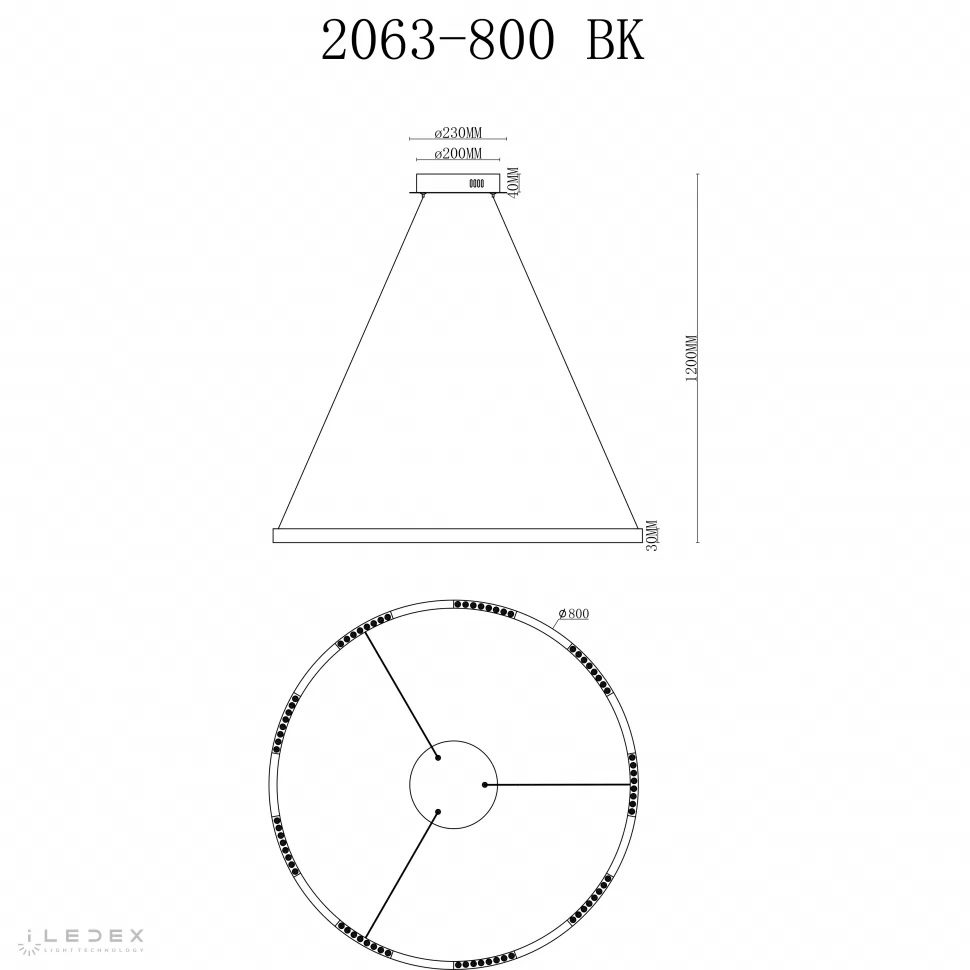 Подвесная люстра iLedex Vision 2063-D800 BK Подвесная люстра iLedex Vision 2063-D800 BK