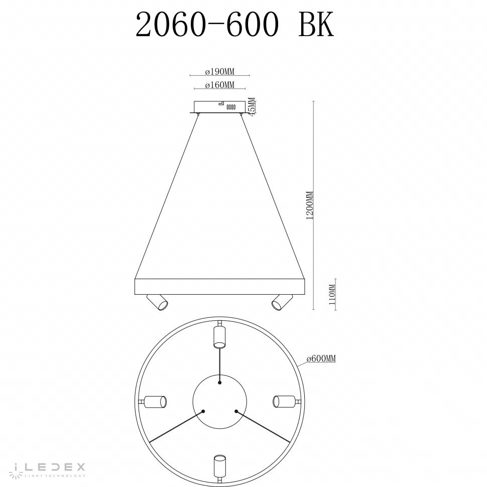 Подвесная люстра iLedex Vision 2060-D600 BK Подвесная люстра iLedex Vision 2060-D600 BK