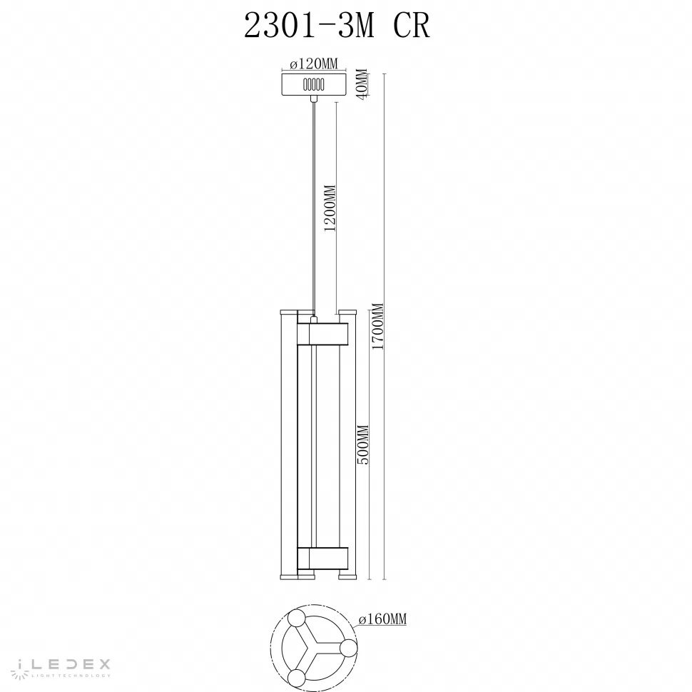 Подвесной светильник iLedex Rocks 2301-3M CR Подвесной светильник iLedex Rocks 2301-3M CR