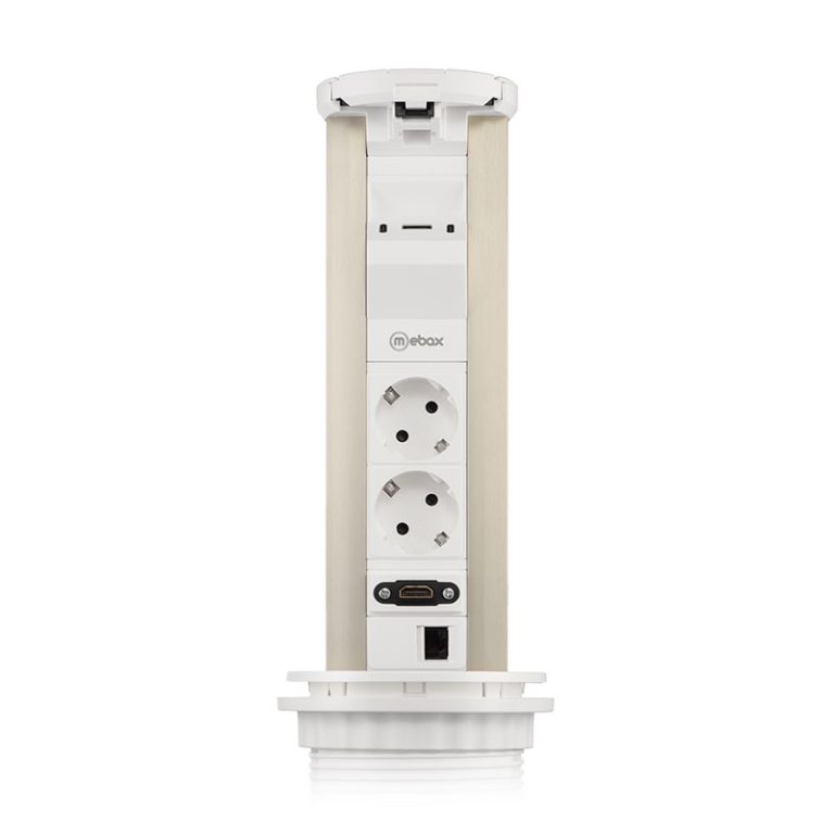 Блок розеток 12J (2 секции, USB type A+C + RJ45 + HDMI) беспроводная зарядка Mebax 00-00002598