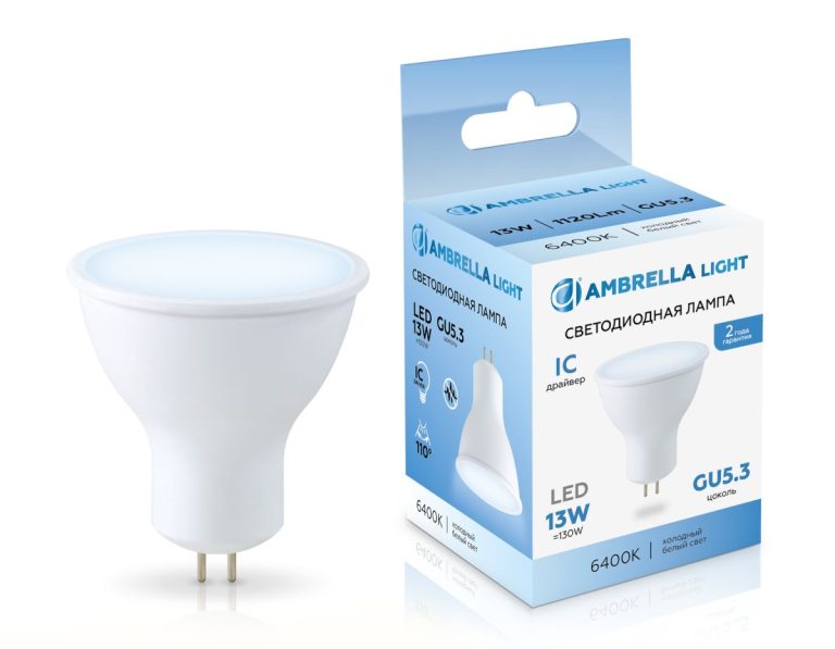 Светодиодная лампа Ambrella Light Bulbing GU5.3 13W 6400K 161306