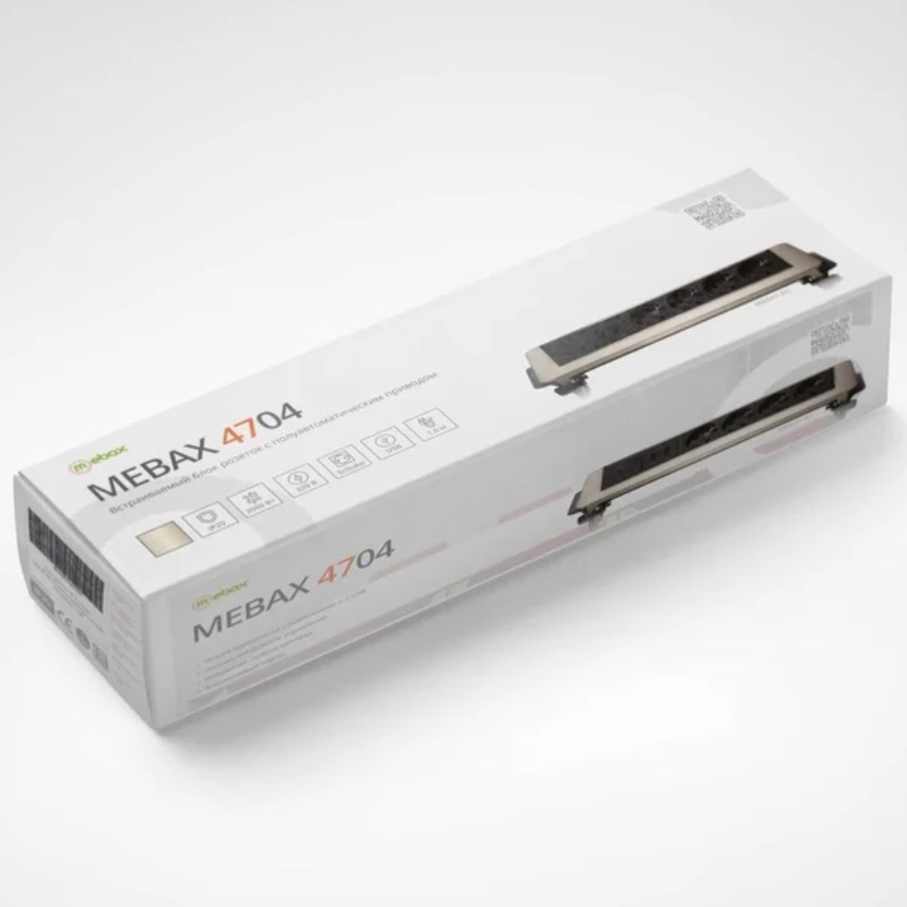 Блок розеток 47 (4 секции и 2 USB) Mebax 00-00000829 Блок розеток 47 (4 секции и 2 USB) Mebax 00-00000829