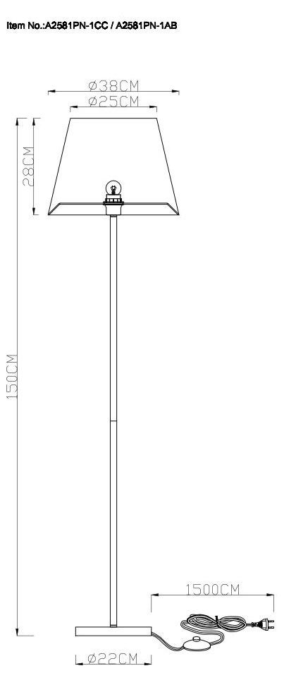 Торшер Arte Lamp ELBA A2581PN-1CC Торшер Arte Lamp ELBA A2581PN-1CC