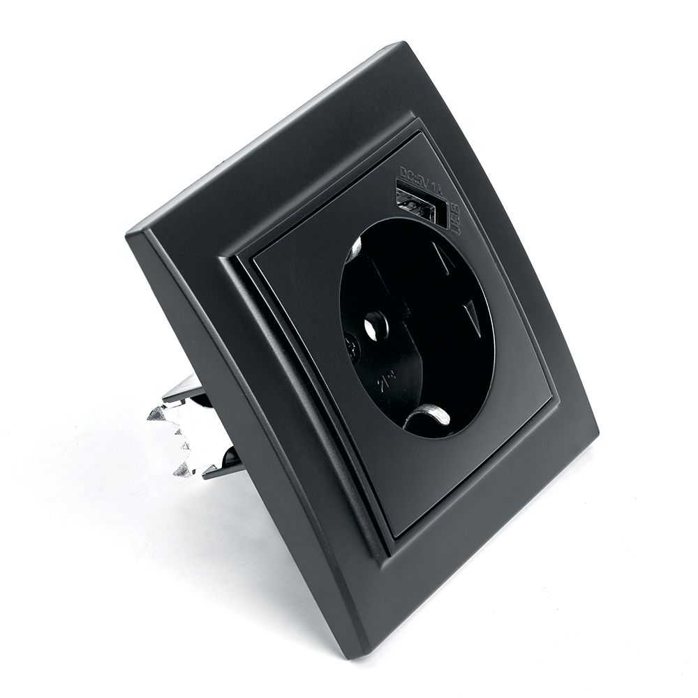 Розетка 1-местная с USB Stekker PST16-9011-03 с защитной шторкой 39480 Розетка 1-местная с USB Stekker PST16-9011-03 с защитной шторкой 39480