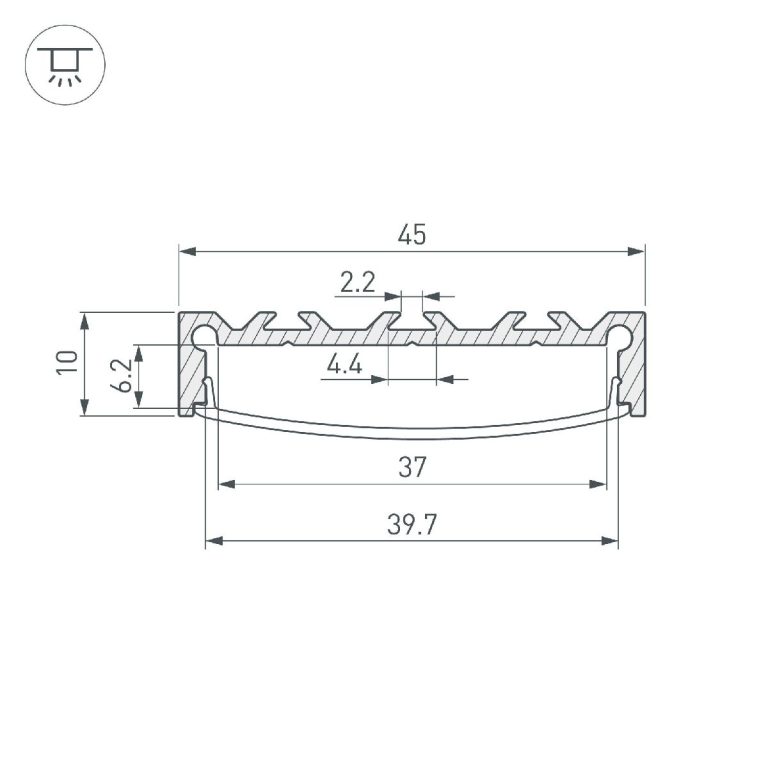 Алюминиевый профиль Arlight LINE-4510-2000 ANOD 049248