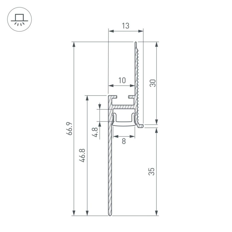 Профиль Arlight PLINTUS-FANTOM-BENT-H35-SIDE-2000 BLACK 043676(1)