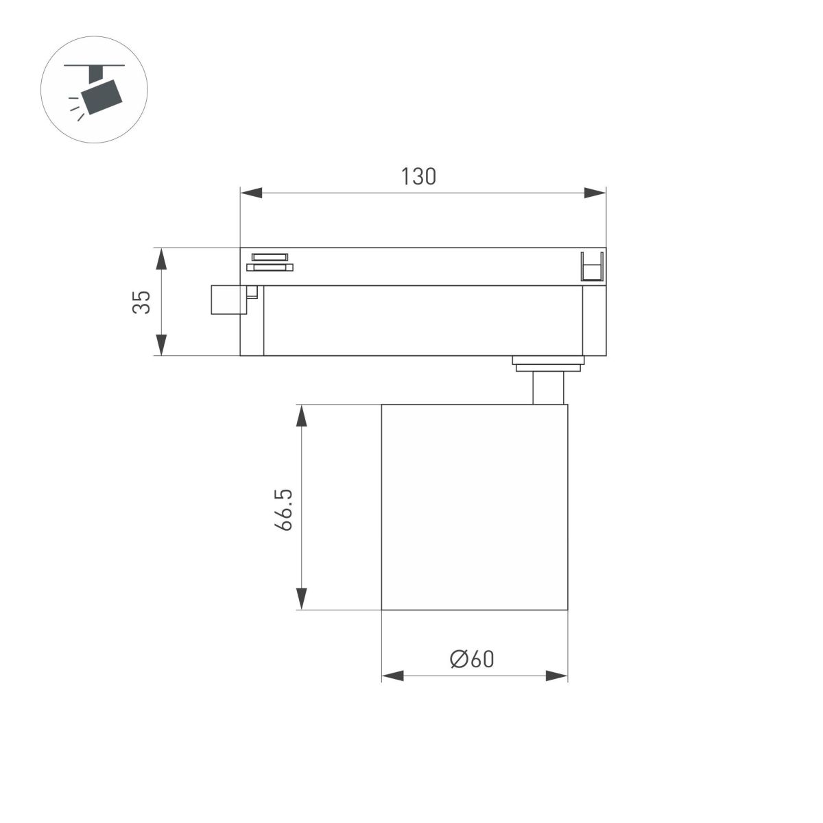 Трековый однофазный светильник Arlight LGD-DYKE-2TR-R60-8W Day4000 (BK, 50 deg, 230V) 052259 Трековый однофазный светильник Arlight LGD-DYKE-2TR-R60-8W Day4000 (BK, 50 deg, 230V) 052259
