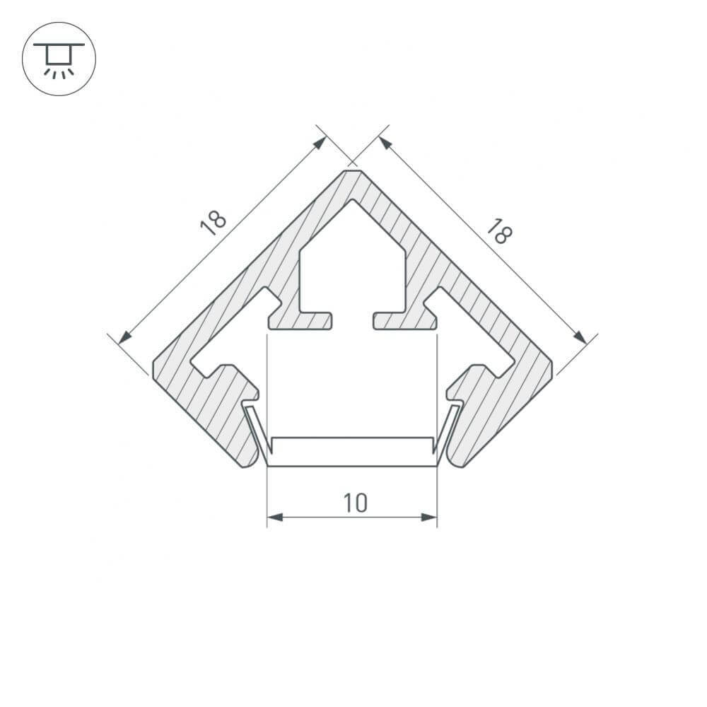 Профиль Arlight PDS45-KUB-2000 ANOD 021646 Профиль Arlight PDS45-KUB-2000 ANOD 021646