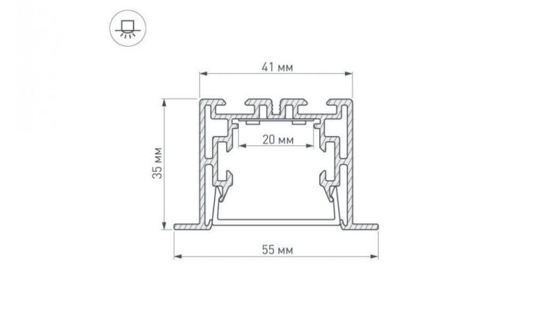 Профиль с экраном Arlight S2-LINIA55-F-2500 ANOD+OPAL 021176