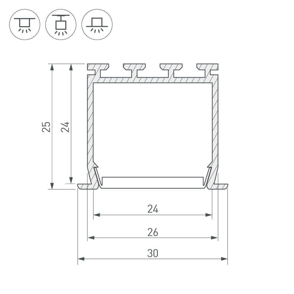 Профиль Arlight PLS-LOCK-H25-FS-2000 ANOD 016446 Профиль Arlight PLS-LOCK-H25-FS-2000 ANOD 016446