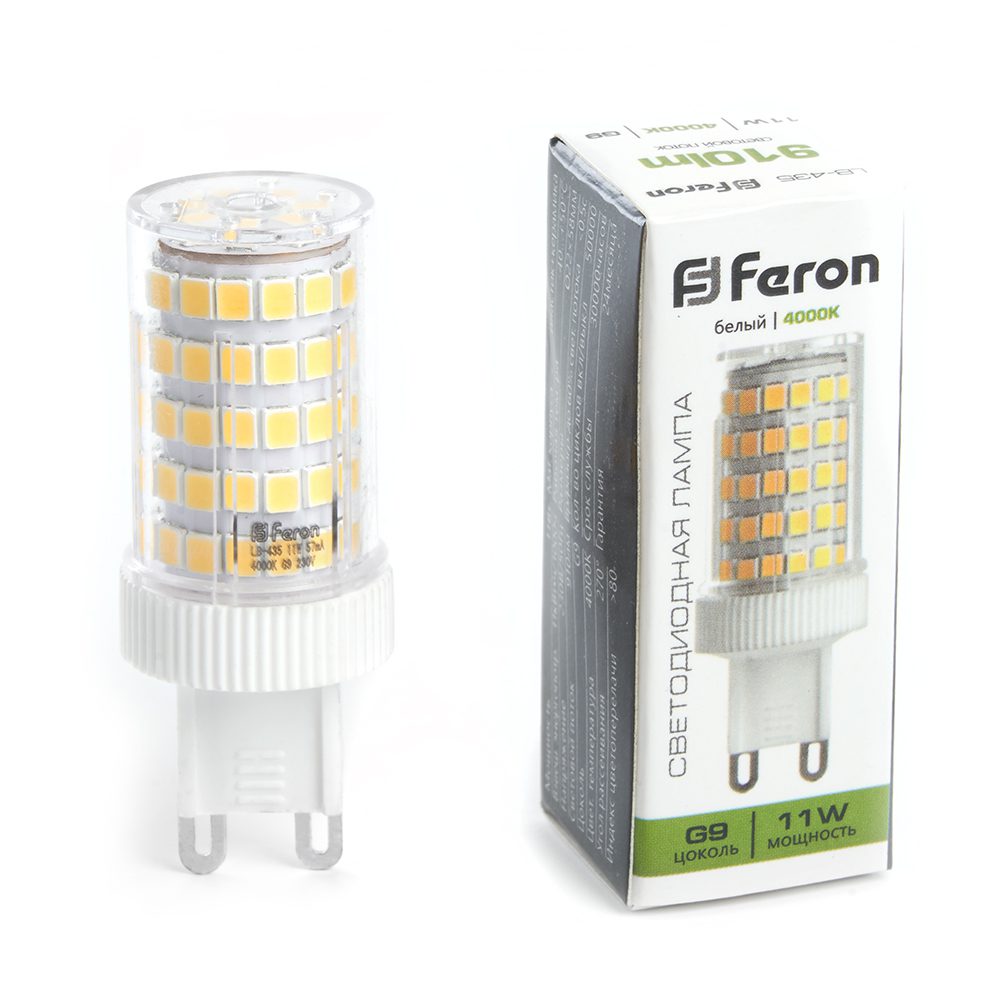 Лампа светодиодная Feron G9 11W 4000K капсульная LB-435 38150 Лампа светодиодная Feron G9 11W 4000K капсульная LB-435 38150