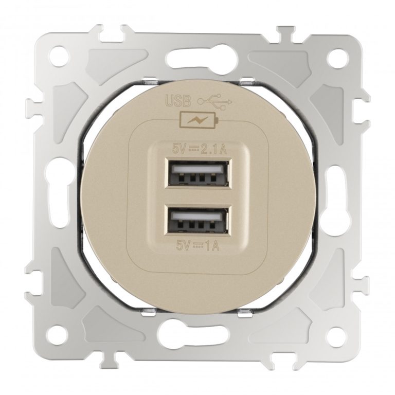 Розетка USB 2.1А+1А Arte Milano 202.46-1.shampan