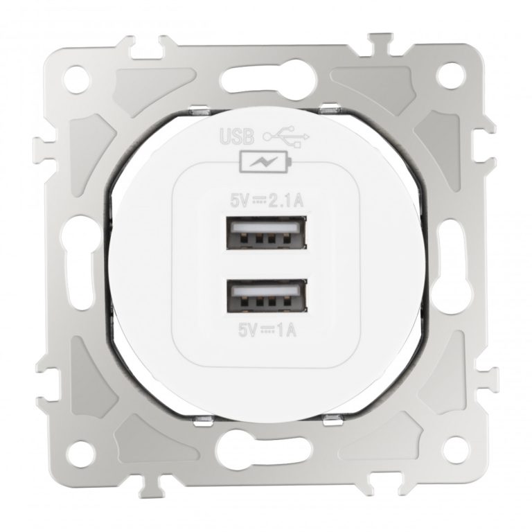 Розетка USB 2.1А+1А Arte Milano 202.46-1.white