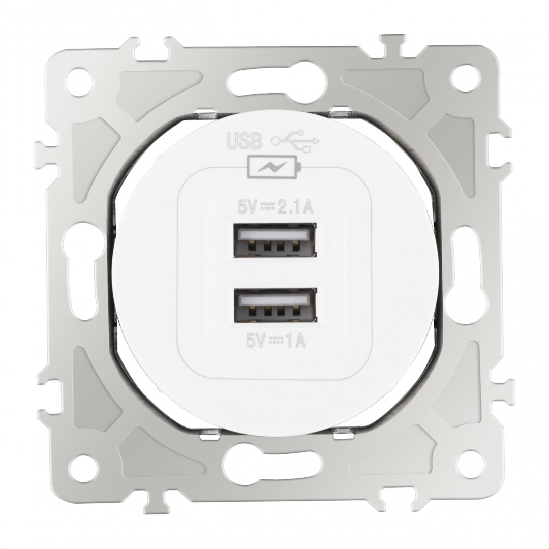 Розетка USB 2.1А+1А Arte Milano 202.46-1.white Розетка USB 2.1А+1А Arte Milano 202.46-1.white