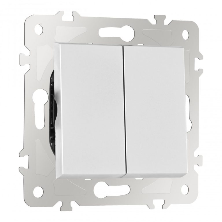 Выключатель двухклавишный проходной Arte Milano 203.32-2.silver
