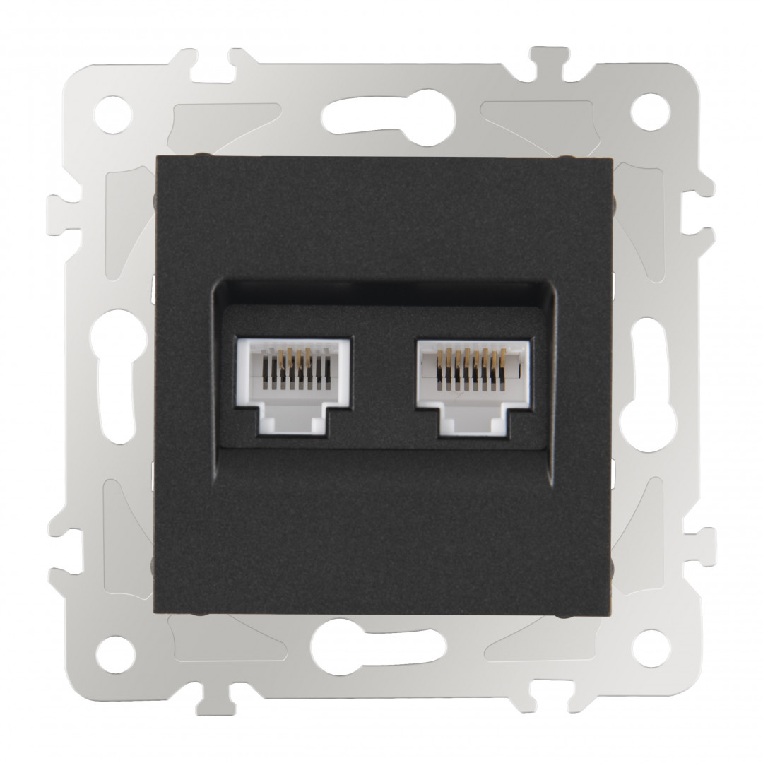 Розетка телефонная RJ11 + компьютерная RJ45 Arte Milano 203.44-1.black Розетка телефонная RJ11 + компьютерная RJ45 Arte Milano 203.44-1.black