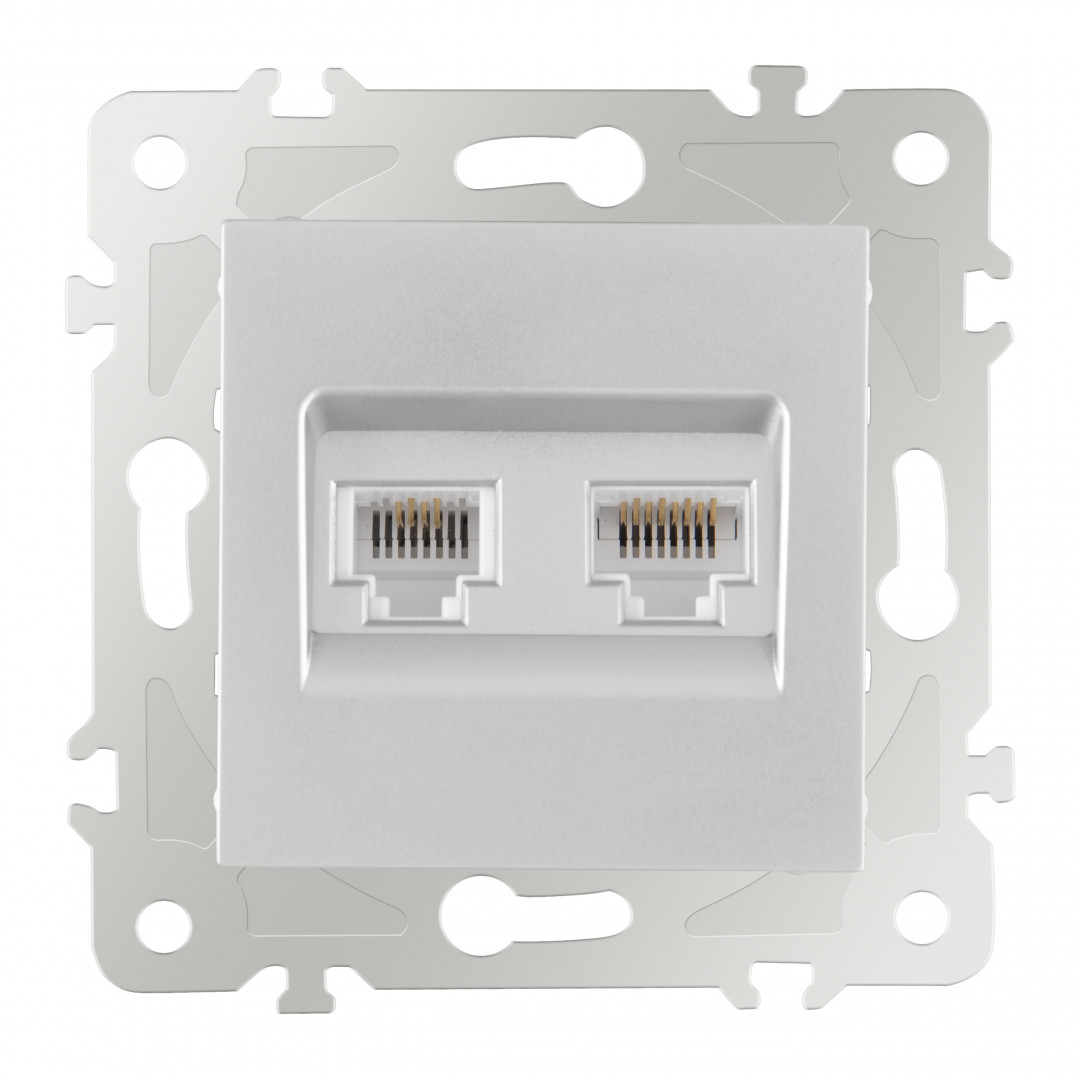 Розетка телефонная RJ11 + компьютерная RJ45 Arte Milano 203.44-1.silver Розетка телефонная RJ11 + компьютерная RJ45 Arte Milano 203.44-1.silver