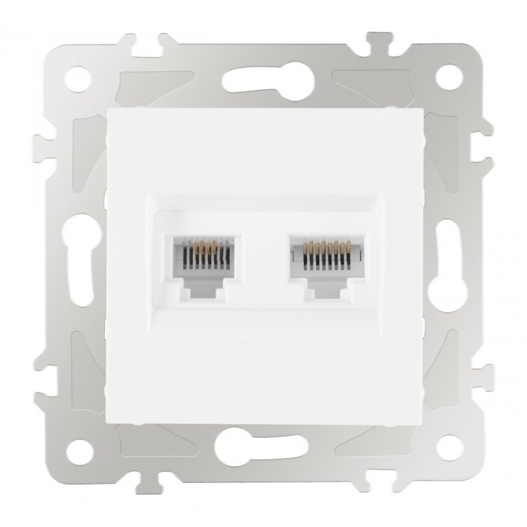 Розетка телефонная RJ11 + компьютерная RJ45 Arte Milano 203.44-1.white