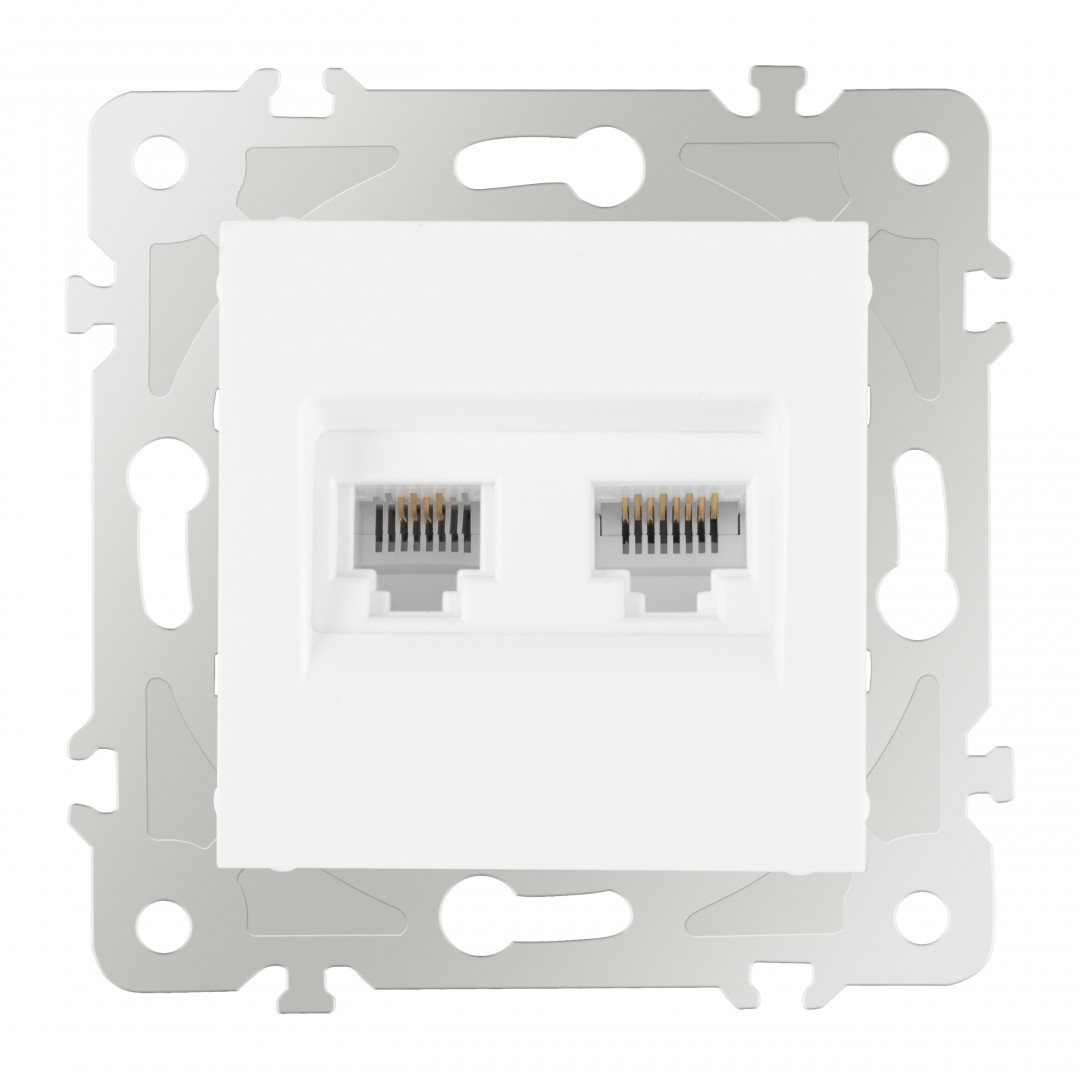 Розетка телефонная RJ11 + компьютерная RJ45 Arte Milano 203.44-1.white Розетка телефонная RJ11 + компьютерная RJ45 Arte Milano 203.44-1.white