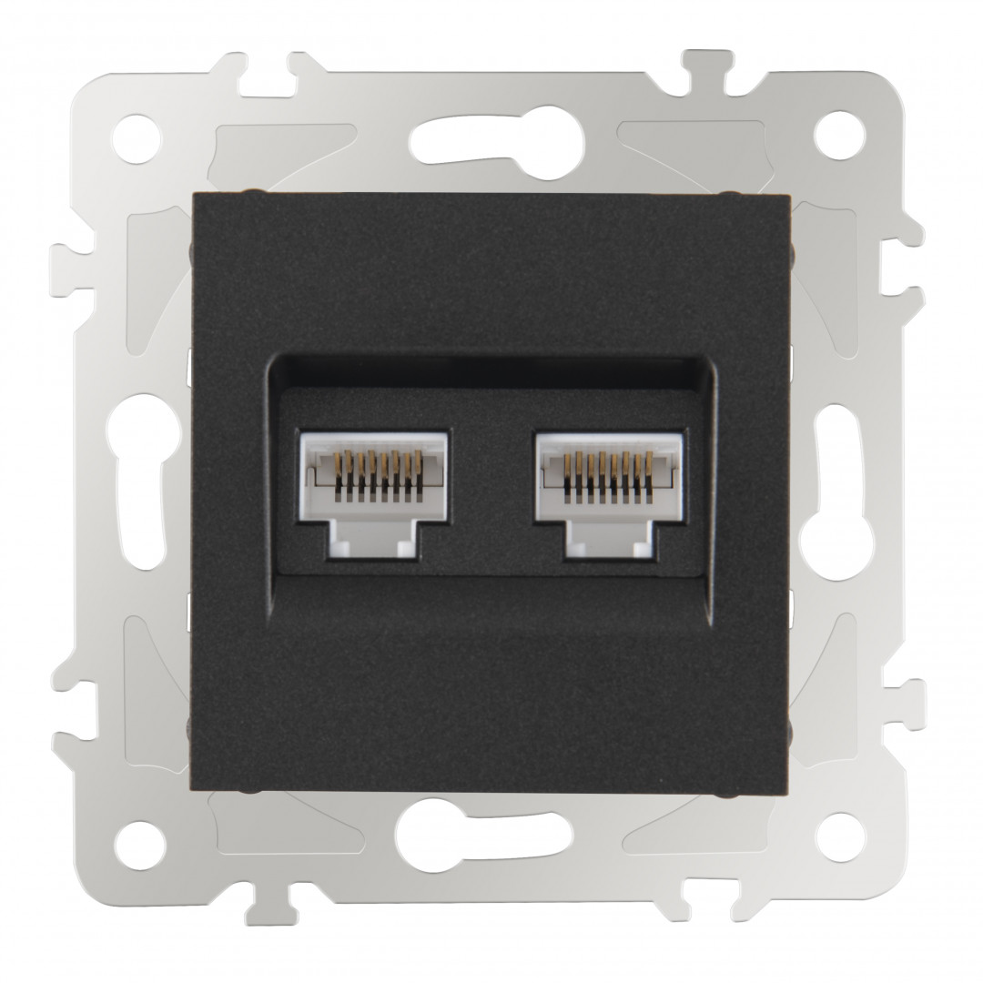 Розетка двойная RJ45 Arte Milano 203.45-2.black Розетка двойная RJ45 Arte Milano 203.45-2.black