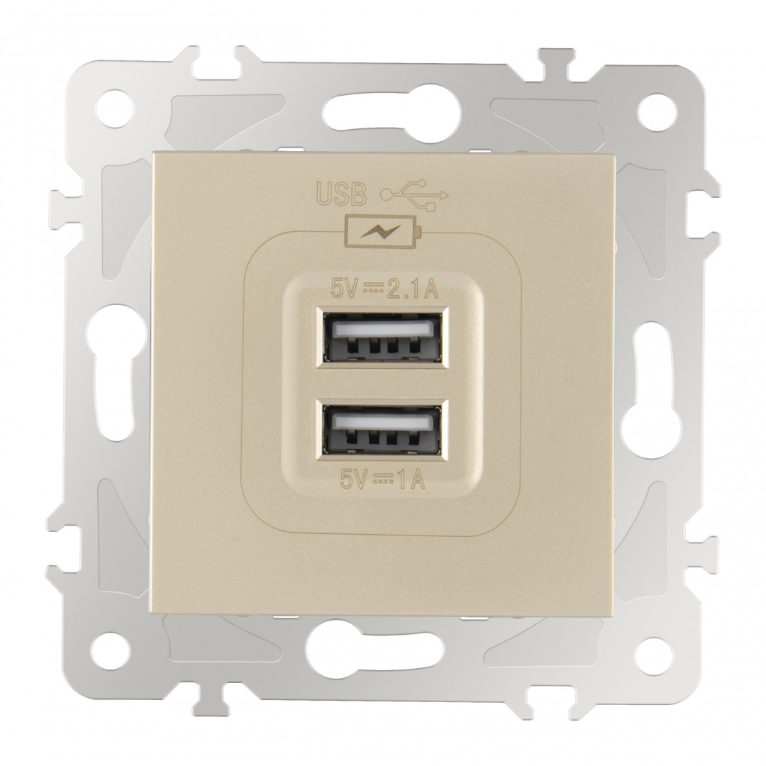 Розетка USB 2.1А+1А Arte Milano 203.46-1.shampan Розетка USB 2.1А+1А Arte Milano 203.46-1.shampan