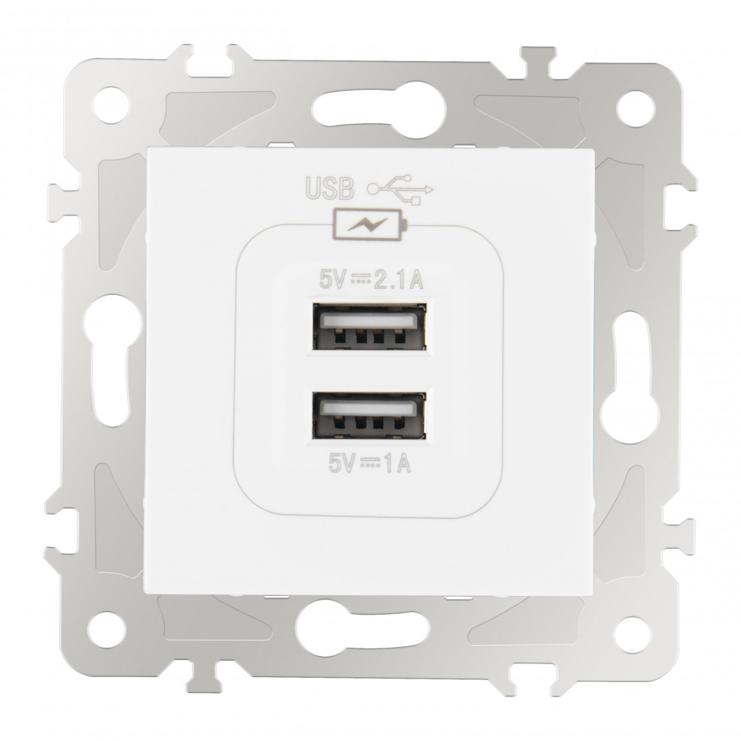 Розетка USB 2.1А+1А Arte Milano 203.46-1.white Розетка USB 2.1А+1А Arte Milano 203.46-1.white