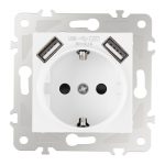 Розетка с заземлением, шторками + USB Arte Milano 203.47-1.white