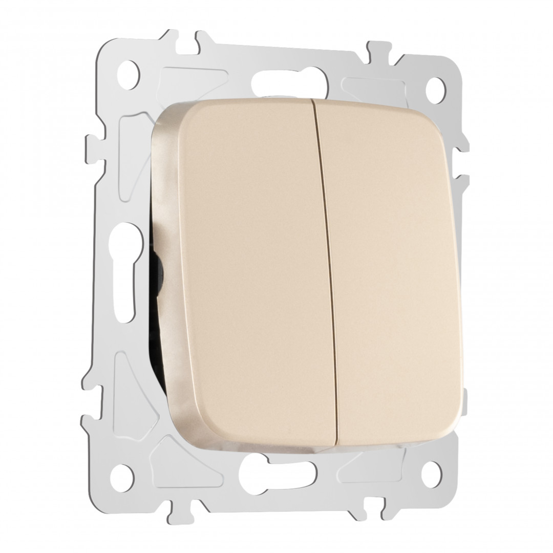 Выключатель двухклавишный проходной Arte Milano 205.32-2.shampan Выключатель двухклавишный проходной Arte Milano 205.32-2.shampan