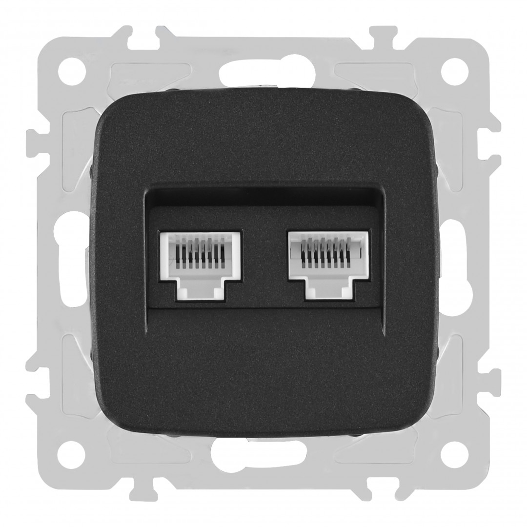 Розетка телефонная RJ11 + компьютерная RJ45 Arte Milano 205.44-1.black Розетка телефонная RJ11 + компьютерная RJ45 Arte Milano 205.44-1.black