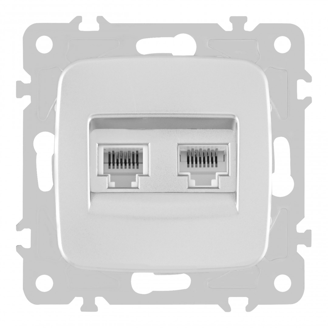 Розетка телефонная RJ11 + компьютерная RJ45 Arte Milano 205.44-1.silver Розетка телефонная RJ11 + компьютерная RJ45 Arte Milano 205.44-1.silver