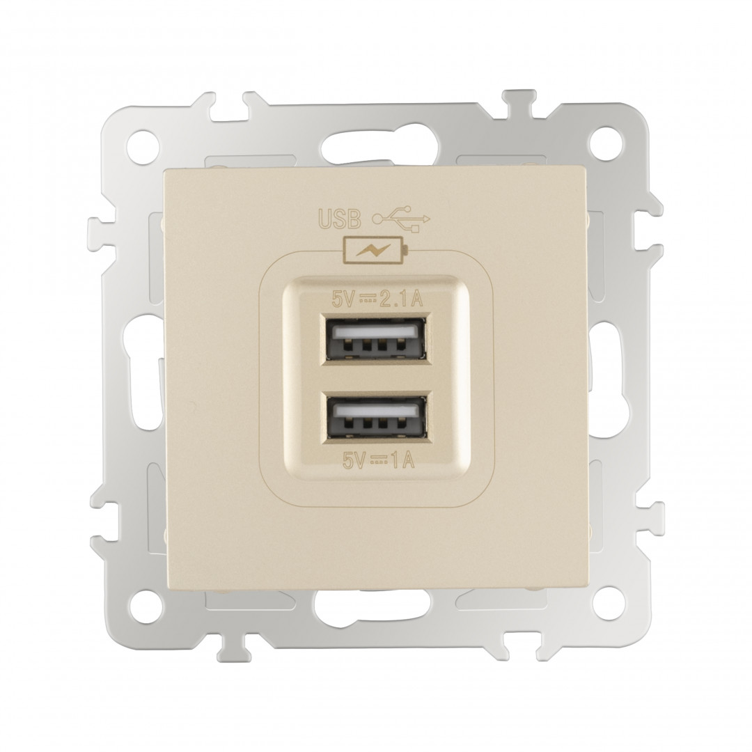 Розетка USB 2.1А+1А Arte Milano 206.46-1.shampan Розетка USB 2.1А+1А Arte Milano 206.46-1.shampan
