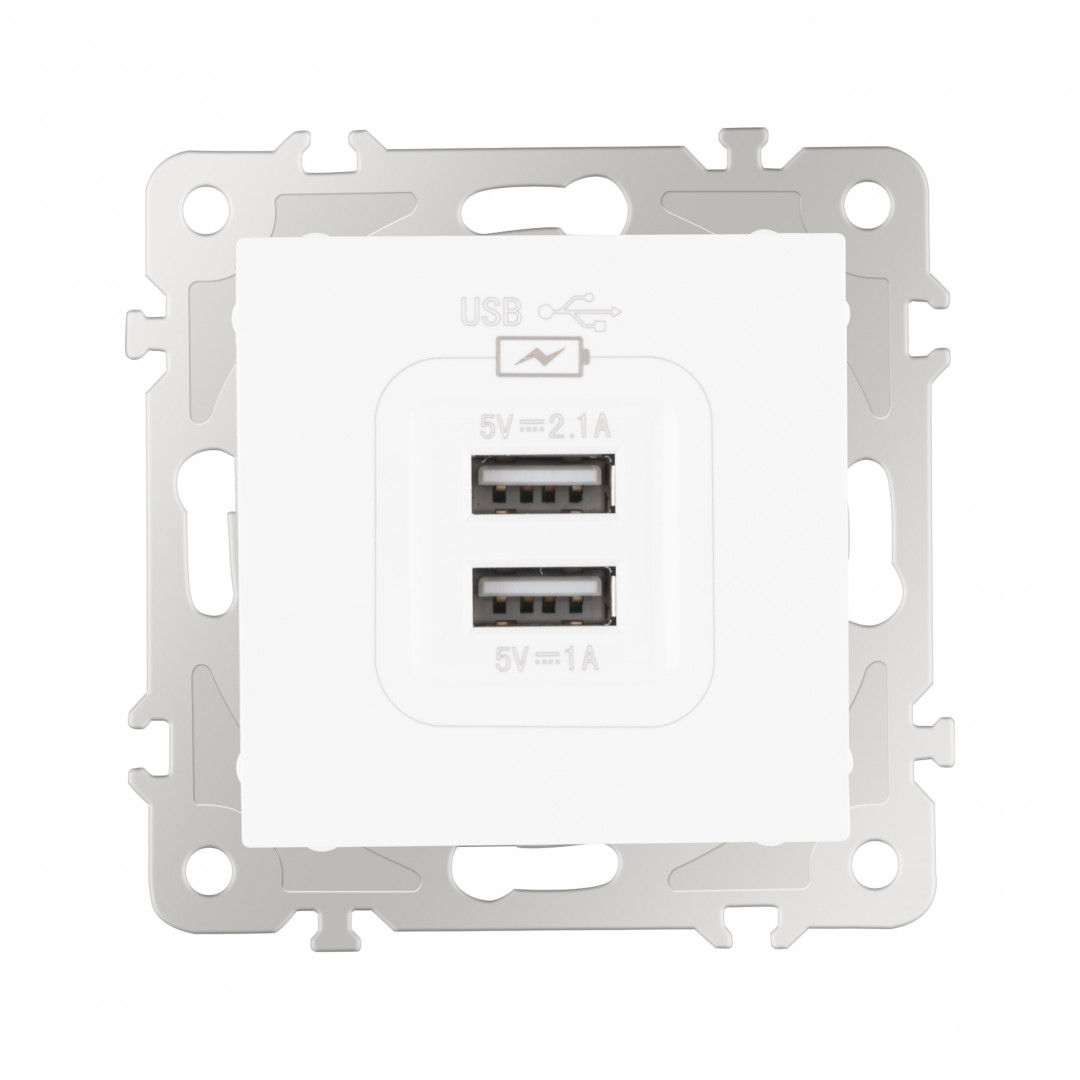 Розетка USB 2.1А+1А Arte Milano 206.46-1.white Розетка USB 2.1А+1А Arte Milano 206.46-1.white