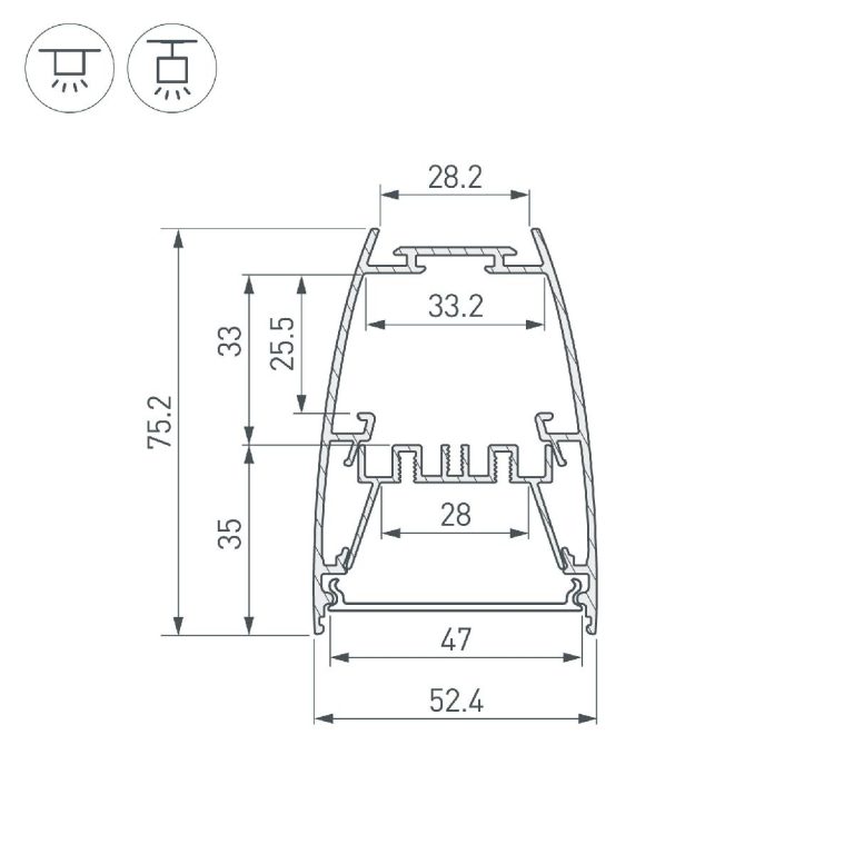 Алюминиевый профиль Arlight LINE-5075-U-HONEYCOMB-2000 BLACK 044885