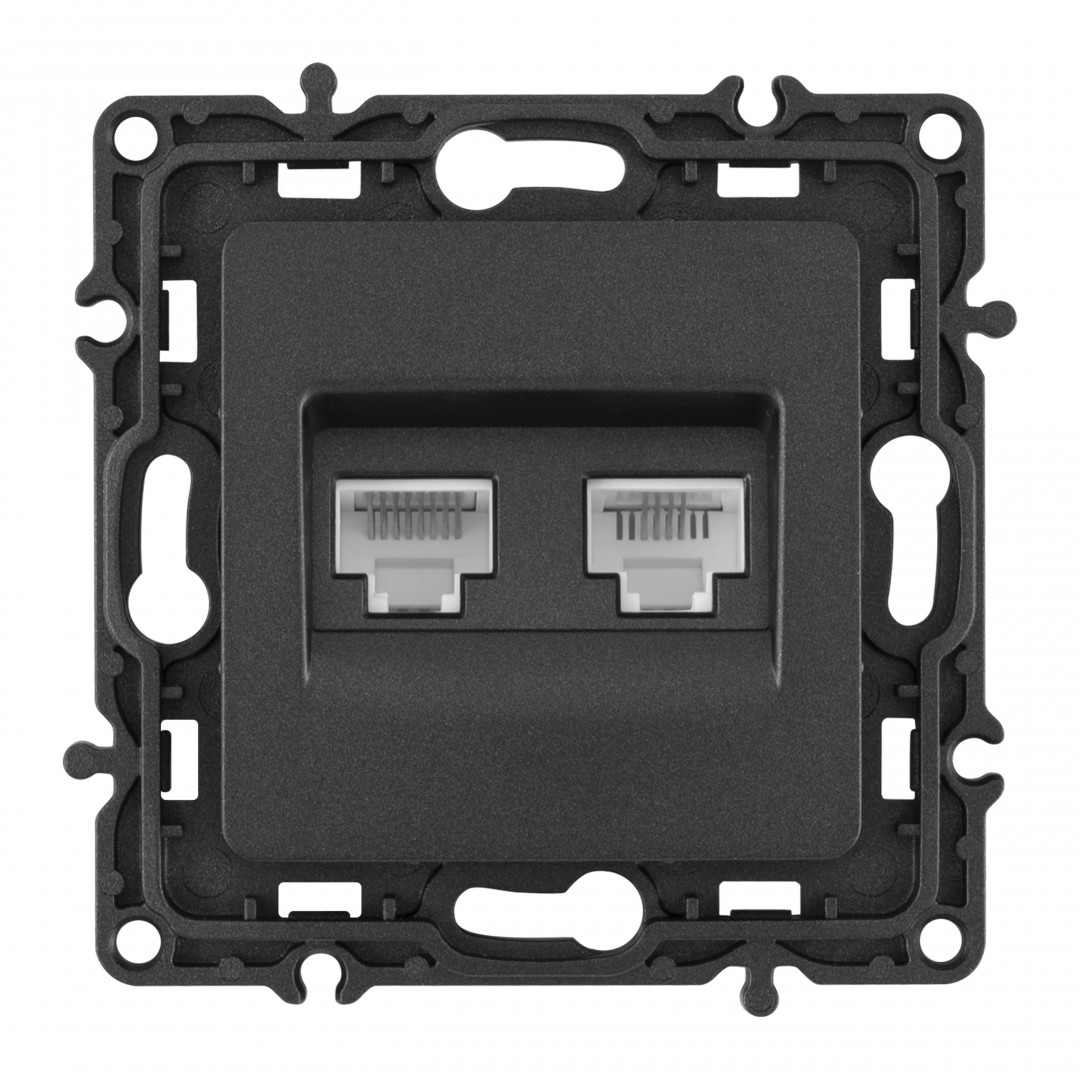 Розетка телефонная RJ11 + компьютерная RJ45 Arte Milano 217.44-1.black Розетка телефонная RJ11 + компьютерная RJ45 Arte Milano 217.44-1.black