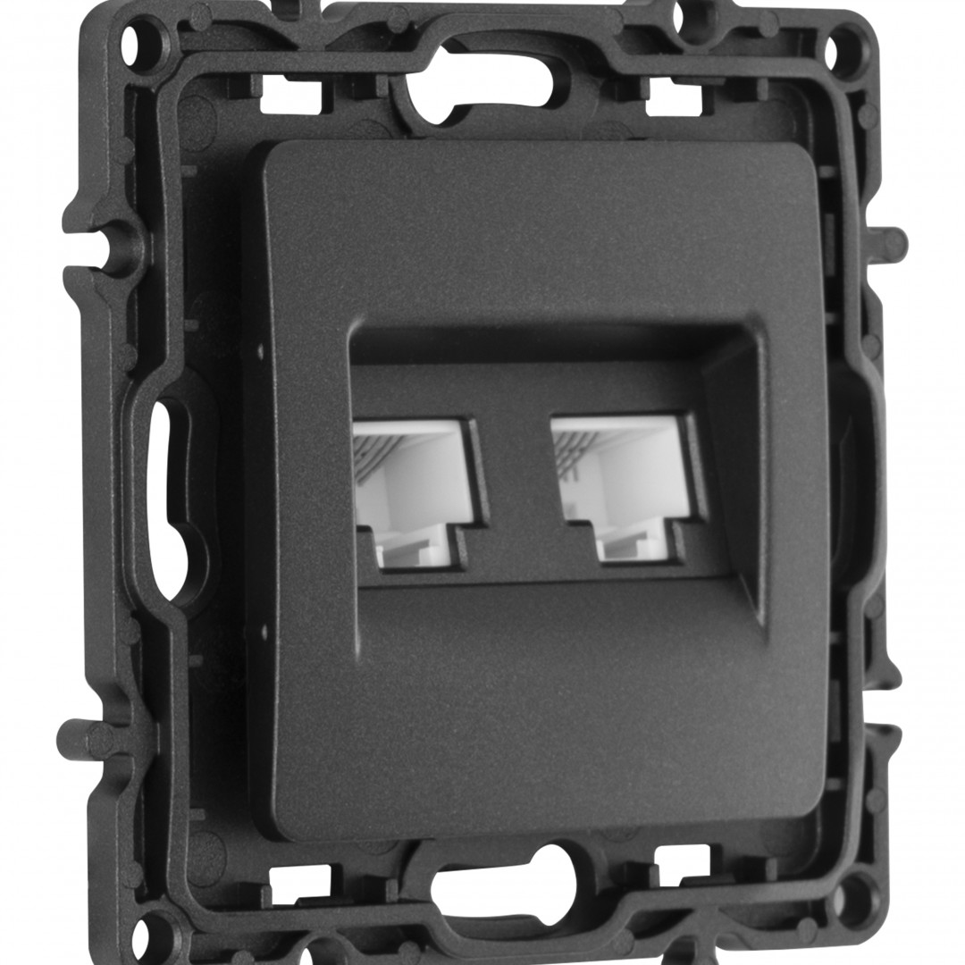 Розетка телефонная RJ11 + компьютерная RJ45 Arte Milano 217.44-1.black Розетка телефонная RJ11 + компьютерная RJ45 Arte Milano 217.44-1.black