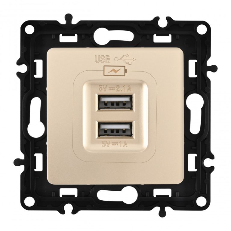 Розетка USB 2.1А+1А Arte Milano 217.46-1.shampan