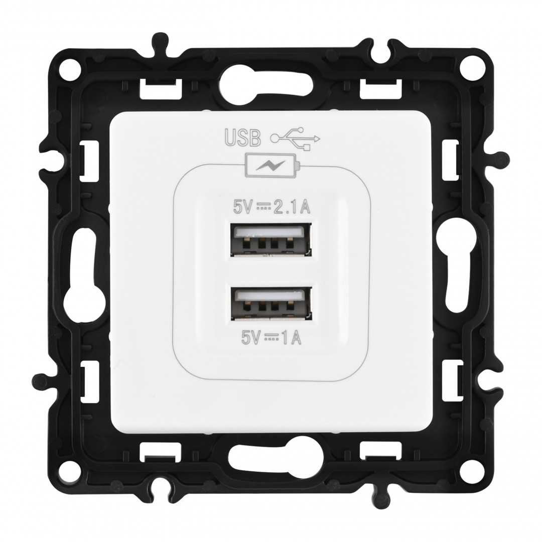 Розетка USB 2.1А+1А Arte Milano 217.46-1.white Розетка USB 2.1А+1А Arte Milano 217.46-1.white