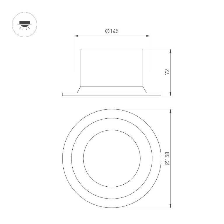 Встраиваемый светильник Arlight MS-DROP-BUILT-R158-30W Day4000 (BK, 90 deg, 230V) 041498