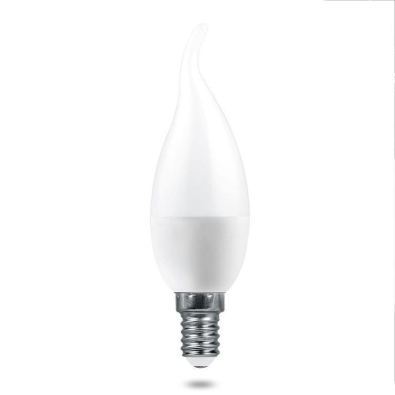 Лампа светодиодная Feron E14 6W 4000K свеча на ветру матовая LB-1306 38048