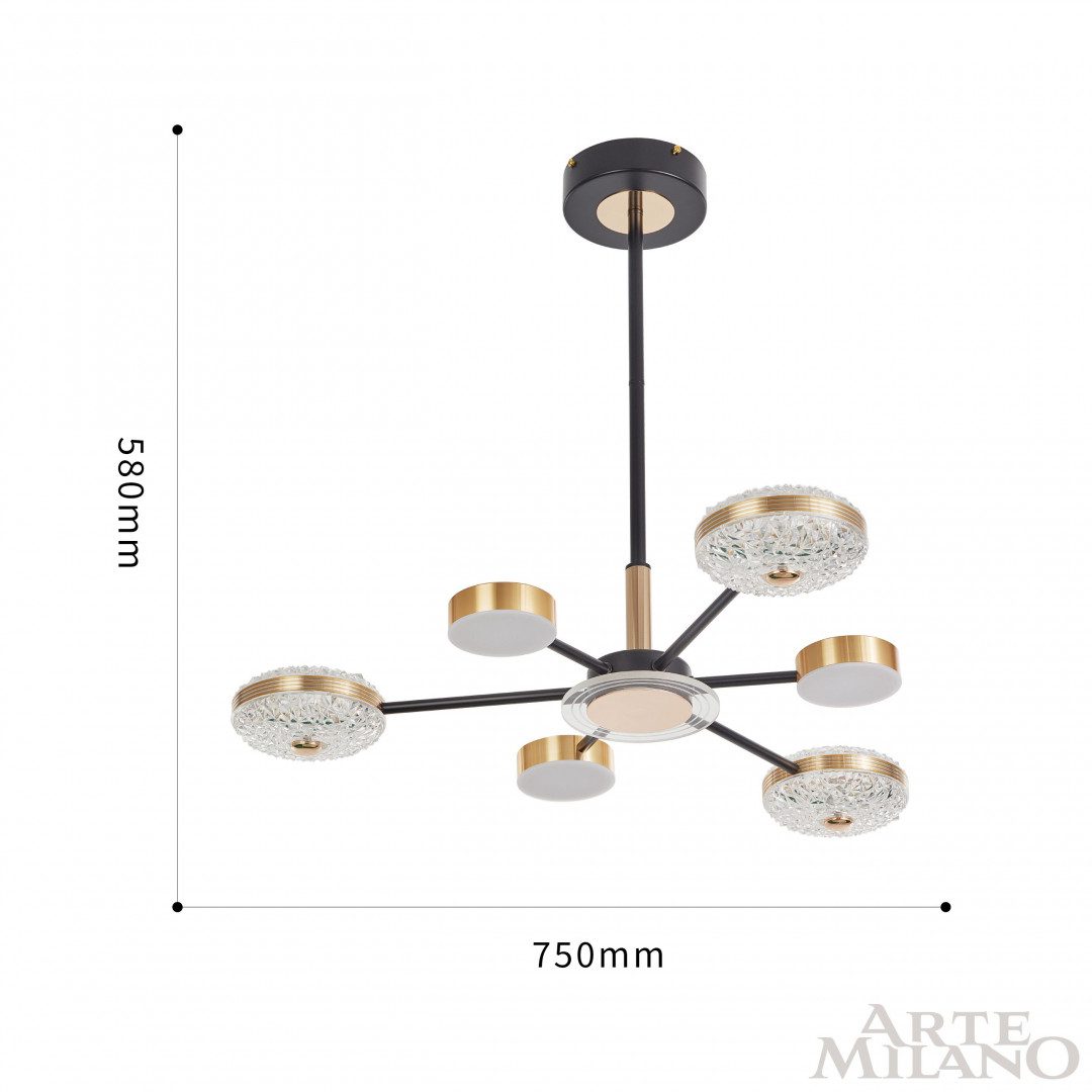 Люстра на штанге Arte Milano 272069/6 BK/GD Люстра на штанге Arte Milano 272069/6 BK/GD