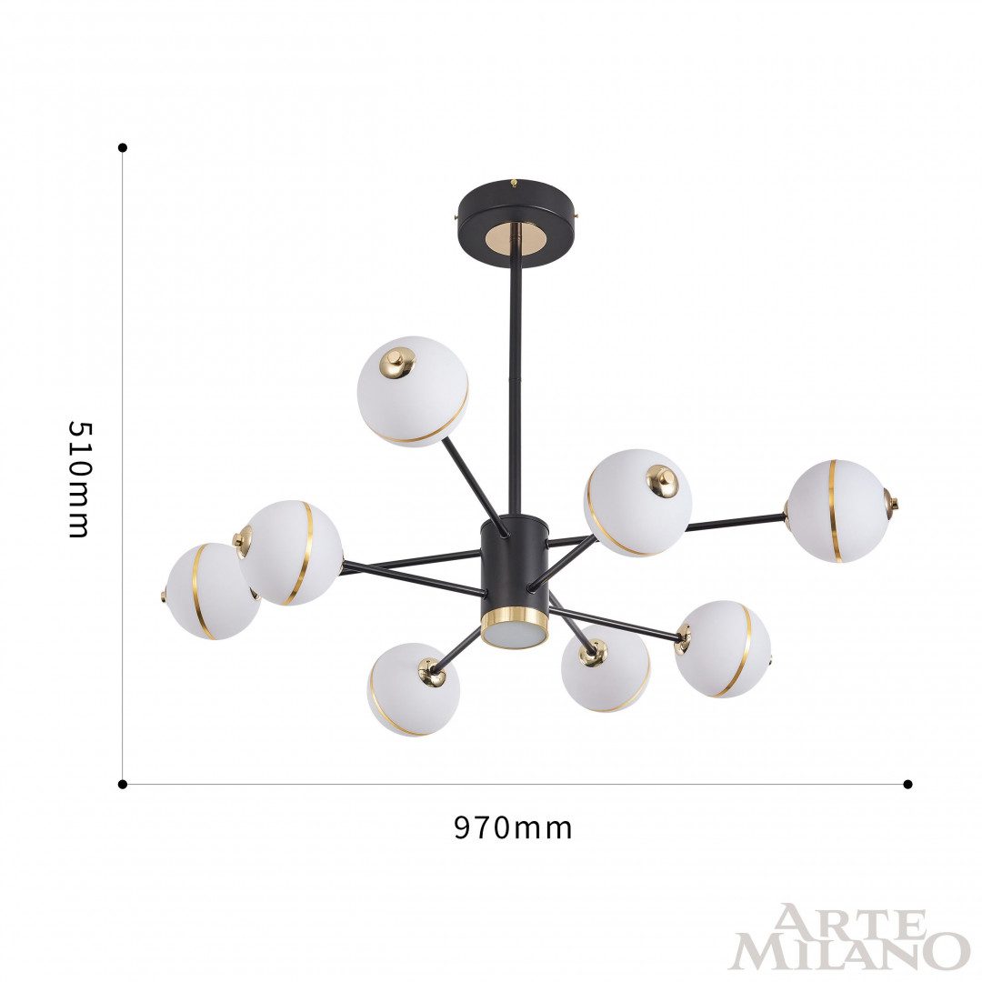 Люстра на штанге Arte Milano 272069/8 BK Люстра на штанге Arte Milano 272069/8 BK
